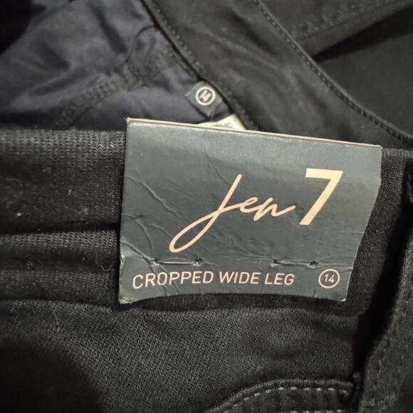 Jen7 Womens Pants Black Cropped Wide Leg High Rise Pockets Zip Button Close New - Picture 11 of 16